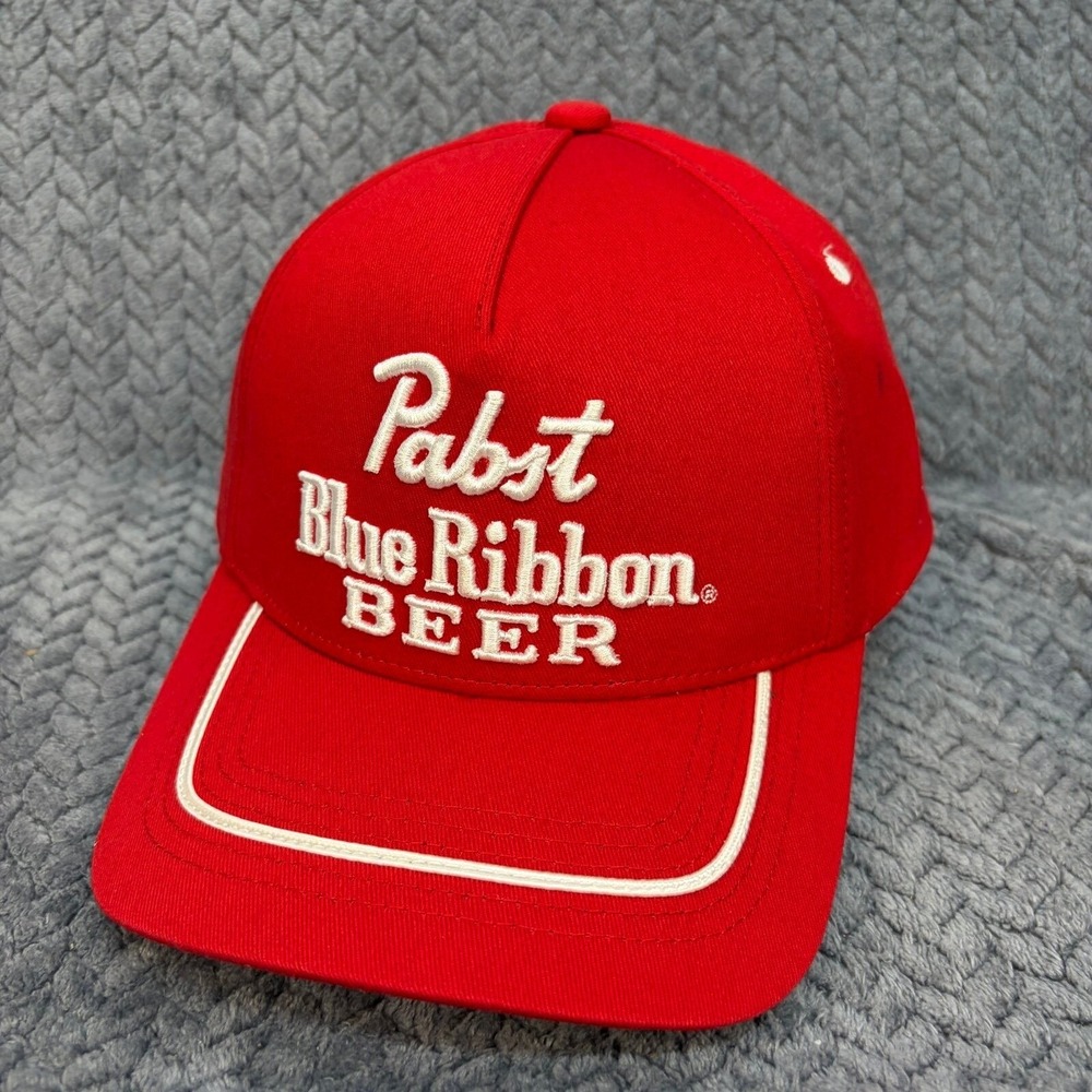 The Marathon Red Snapback Hat White Script Embroidery Adjustable Cap